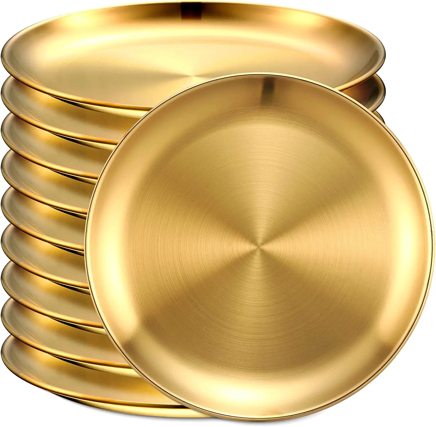 Stainless Steel Golden Round Tray Household Stainless Steel Western Food Tray