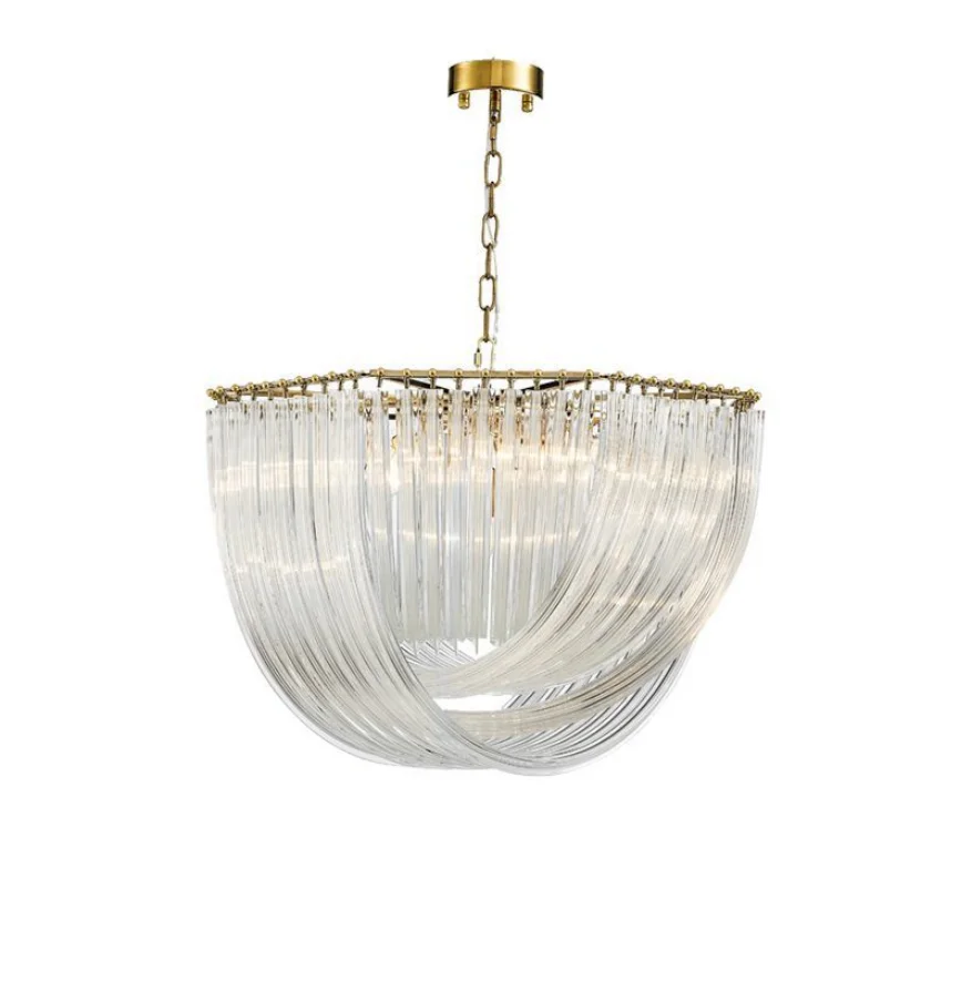 Luxury Nordic Modern Iron Material U Glass Pendant Light Designer Home Decorative Living Room Bedroom Gold Led Chandelier