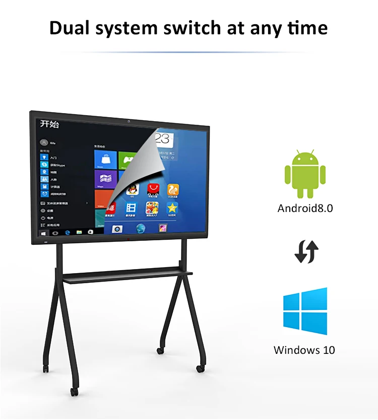 4K Android/window OPS 55 65 75 86 100 110 inch Interactive Smart board Multi Touch Scree Interactive Whiteboard Computer