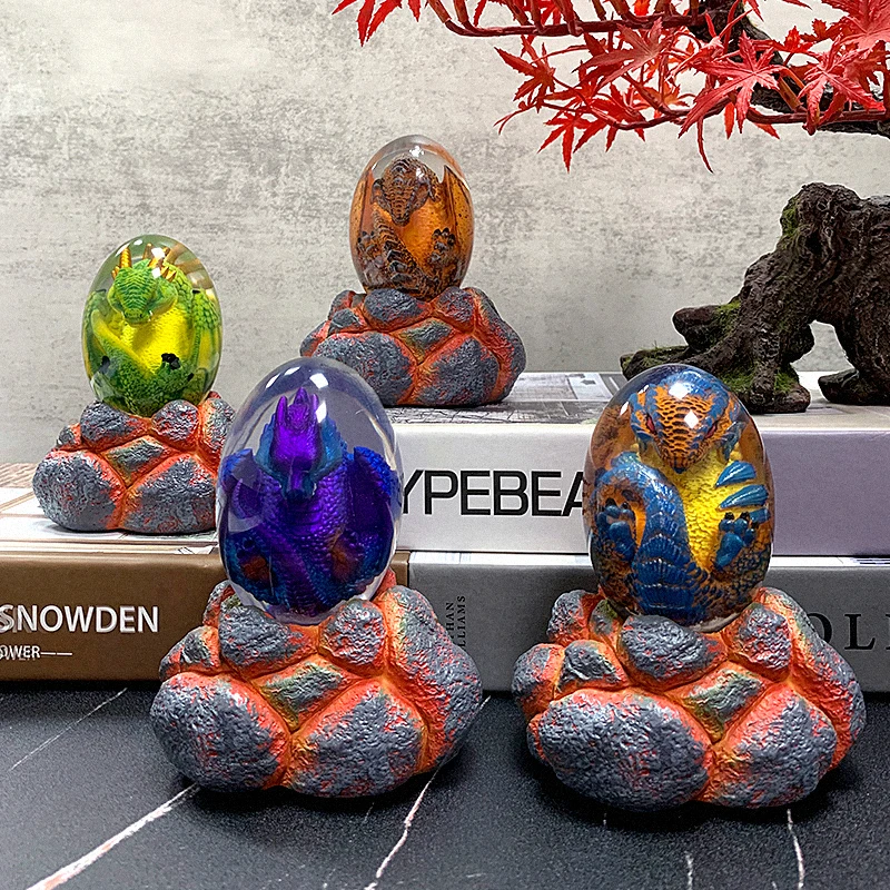 Resin Dragon Egg Crafts Luminous transparent ornaments animal statue folk crafts desk decoration