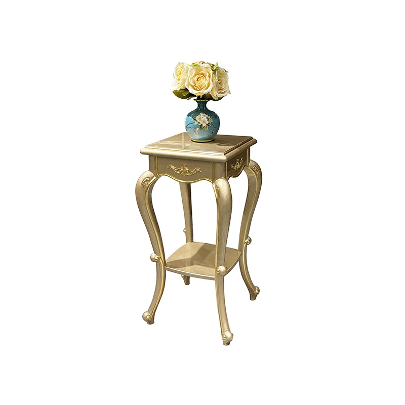MO LAN French flower shelf living room storage shelf European court luxury champagne solid wood floor flower pot rack