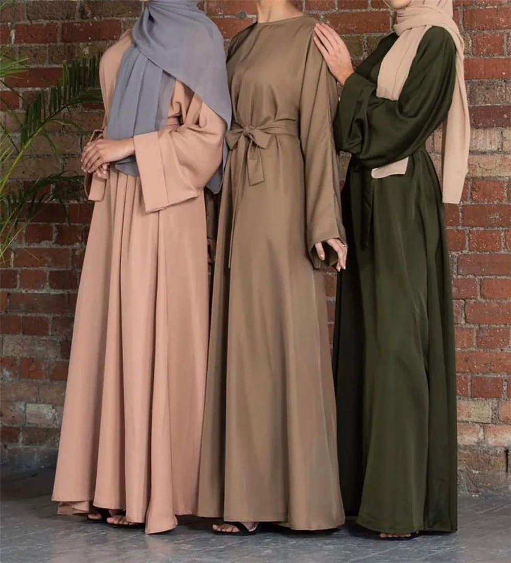 Wholesale Dubai Solid Color Simple Modest Islamic Clothing Abaya Muslim Dresses For Women Abaya