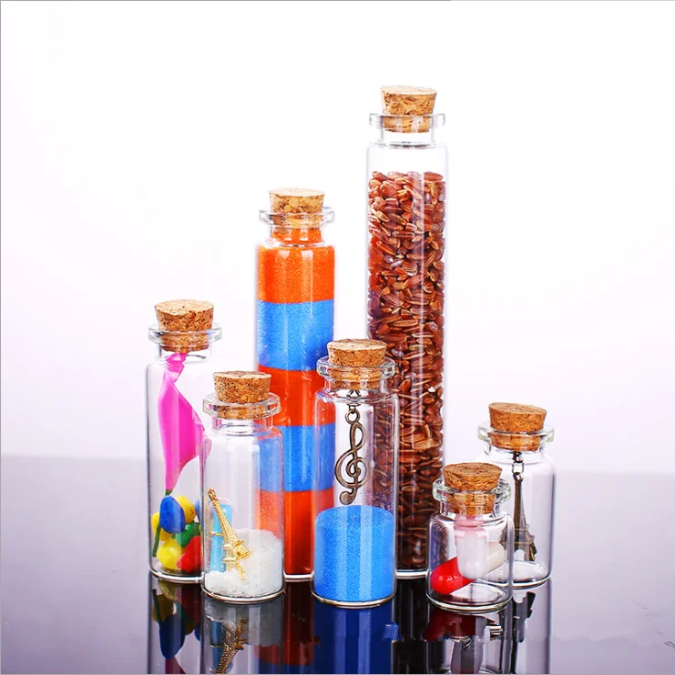 8ml 10ml 15ml cosmetic packaging pharmaceutical glass tube deluxe glass tube with cork lid fancy glass bottle for candy
