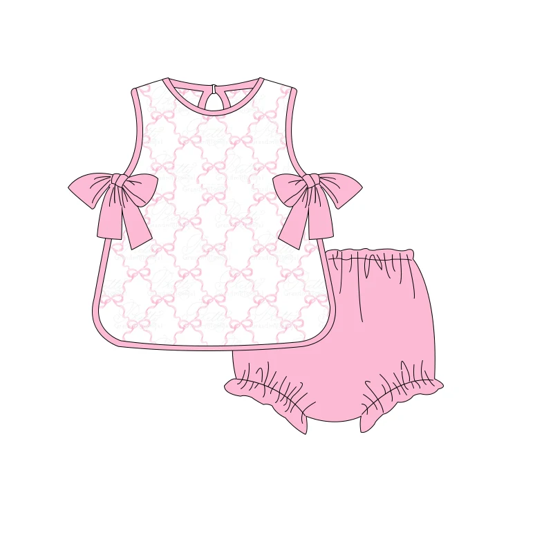 Girls boutique clothing sets cute print design children clothes knit cotton baby outfits wholesale clothes for kids