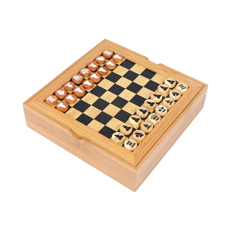 Hot Selling Bamboo Wooden Intelligent Folding Board Indoor Kids Adult Game Chess Ludo