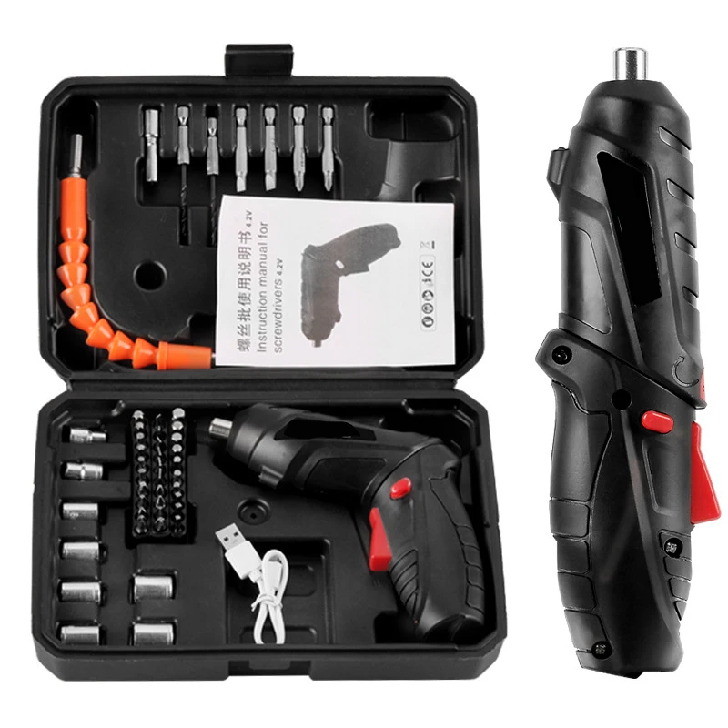 Electric Screwdriver Rechargeable Lithium Battery Cordless Electric Screwdriver Multifunctional Electric Drill DIY Power Tool