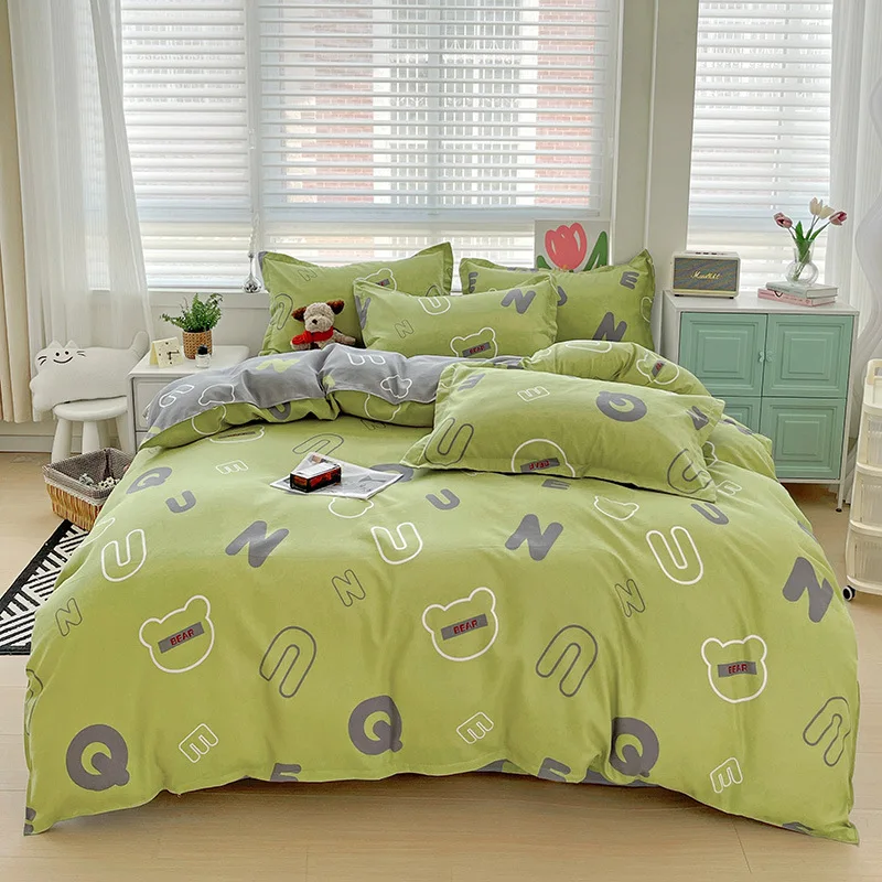 Comfortable Hotel Class A Washed Cotton Linen Four-Piece Set King Size Quilt Cover Bedding Set