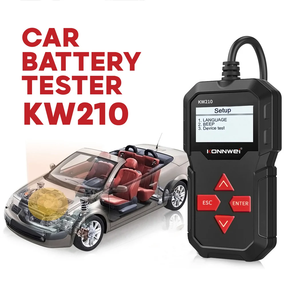  Тестер аккумулятора KW210 CCA DIN EN IEC KONNWE автоматический анализатор для мотоцикла автомобиля комплект тестеров аккумуляторов 8 ~ 16 В транспортных