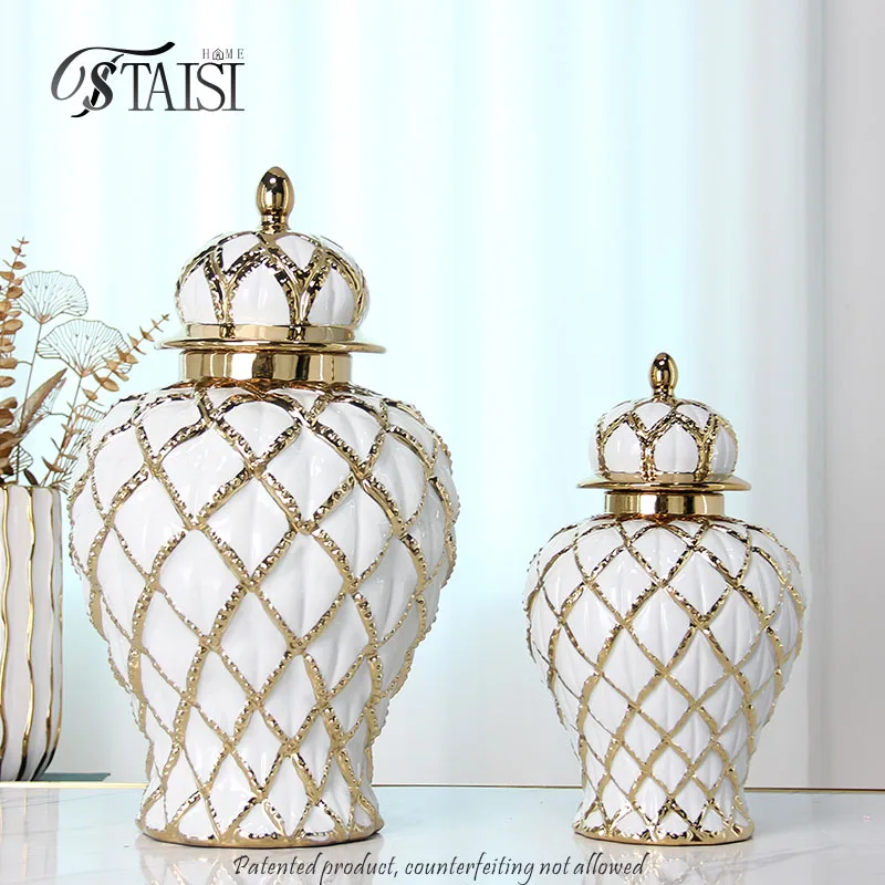 Керамическая ваза J286GA с белым и золотым крестом