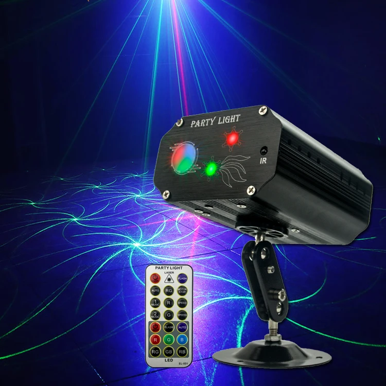 Sound Activated Laser Lights Projector with Remote Control LED Dj Disco Strobe Stage Light