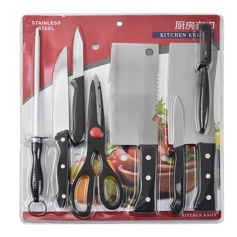 Popular Wholesale Kitchen Knife Set 8-piece Business Stainless Steel Double-sided Suction Sets