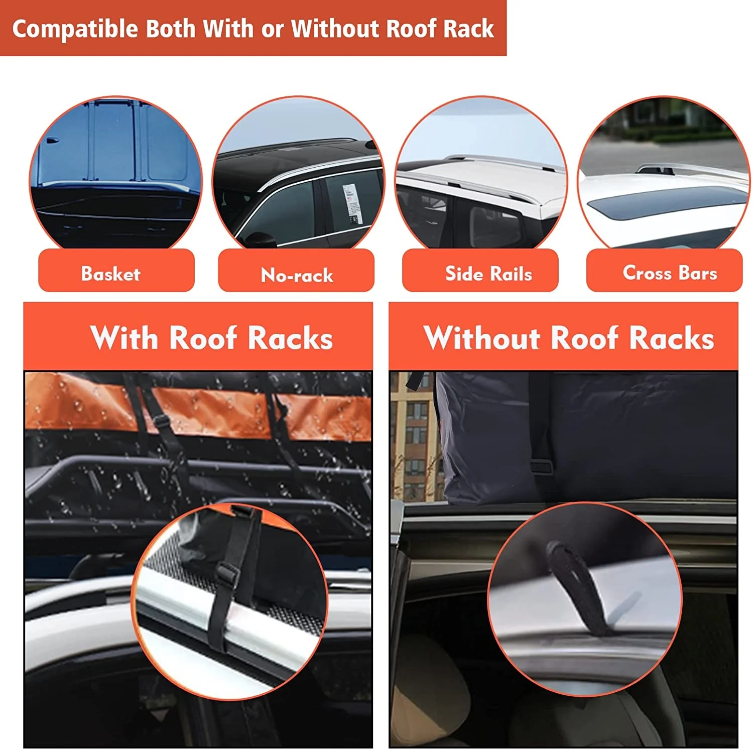 21 cubic feet rooftop cargo carrier car roof bag for all cars with/without rack 600d pvc waterproof storage car roof bag