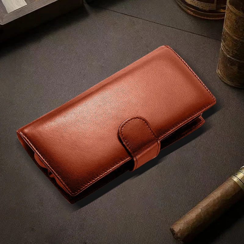 Vanace Travel case Handmade Leather Smoking Cigar Cases Tobacco Pouch Portable 2 Finger Cigarette Bag cigar Storage Bag humidor