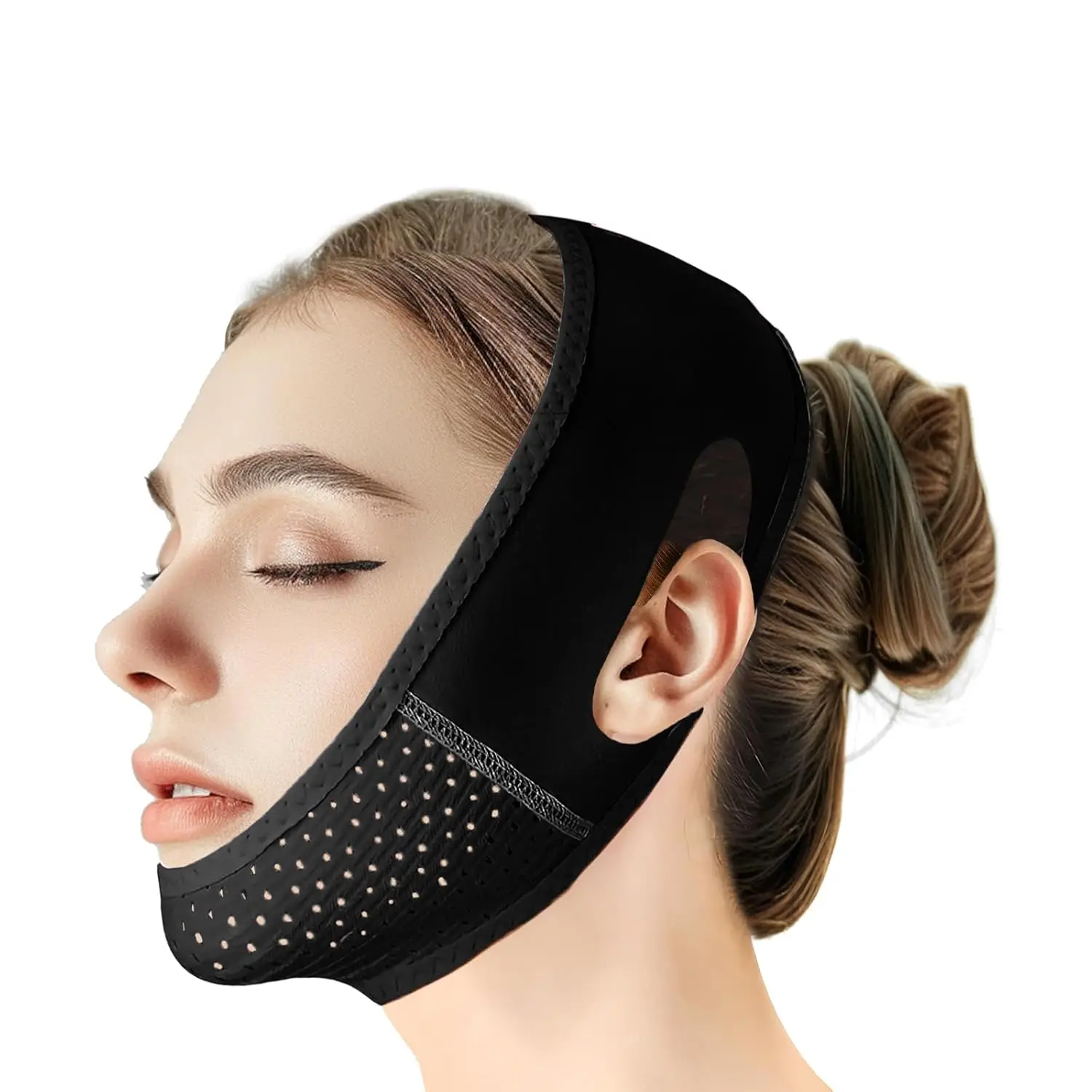 Customized logo breathable face slimming strap Reusable V Line Lifting Mask with Chin Strap, V Shaped Face Mask for women