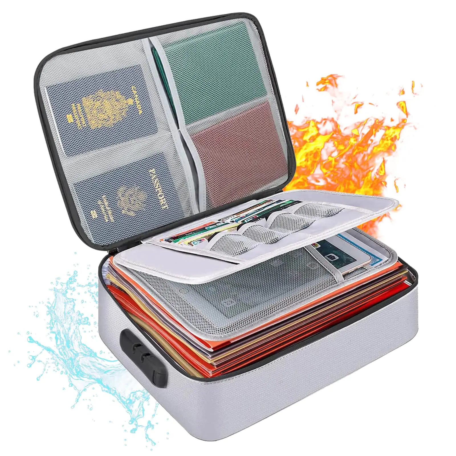 Colorful convenient  credit id card cash  battery fiberglass bag with double layer waterproof fireproof document bag