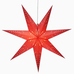 Red Embroidered Paper Star Light Decor Large Hanging Paper Star Lantern Christma Decoration