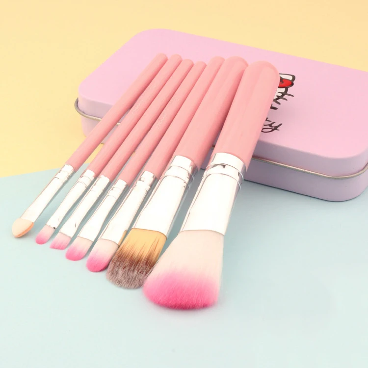 Cosmetics Makeup Brush Sets Pink Cute Design Kitty 7 Pcs Makeup Brushes Set
