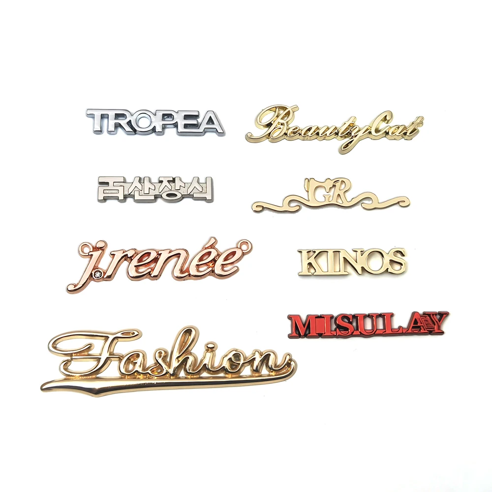 Custom Metal Stamping Logo Small Metal Brand Logo Plate Metal Letter Logo For Handbag