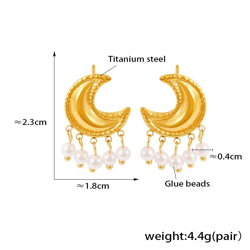 Ear Rings for Women Moon Earrings Plastic Pearl Drop Earrings Wholesale Gold Plated Stainless Steel Earings Jewelry Women