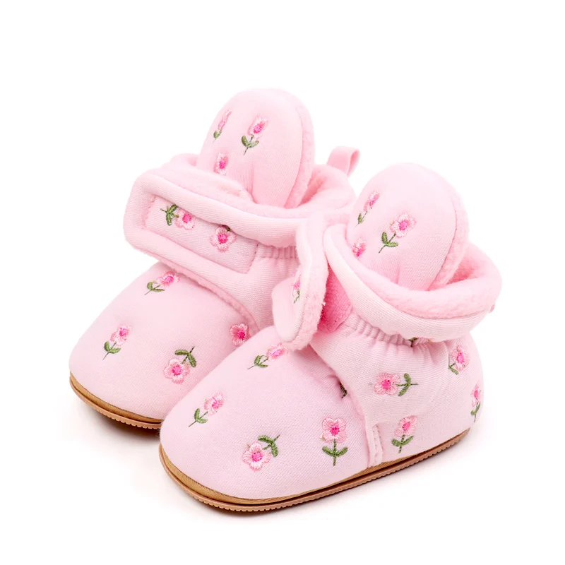 2024 hot selling high quality baby winter boots cute flowers for beautiful toddler girls 0-15 months prewalk soft and warm