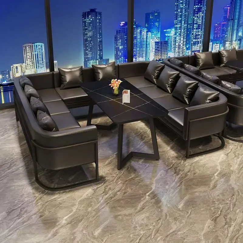 Retro industrial style bar deck sofa coffee Western Commercial restaurant cafe bar rest area dining table and chairs set