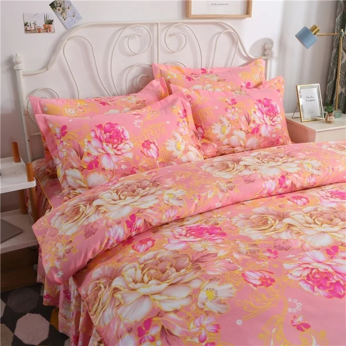 New Bunk Print bedding bedspread duvet cover 4 pcs bed skirt