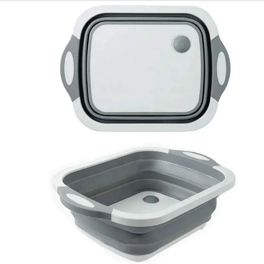 Wholesale  Multipurpose plastic Foldable chopped and filtered fruit and vegetable container picnic basket chopping cutting board