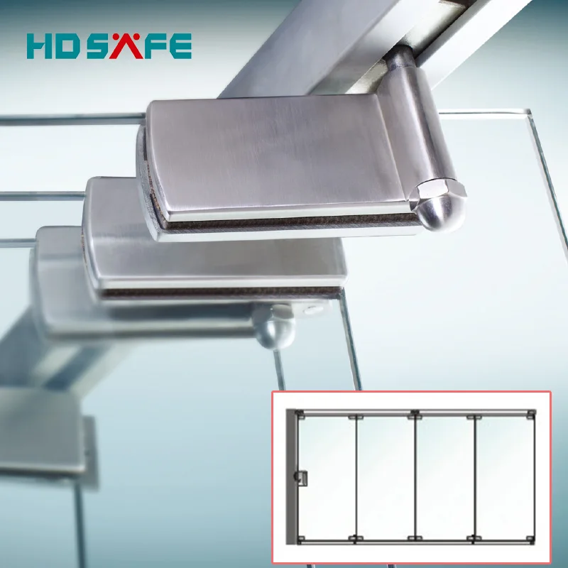 HDSAFE 8/10/12mm tempered frameless glass folding door system glass partition stainless steel hinge stack sliding bi fold door