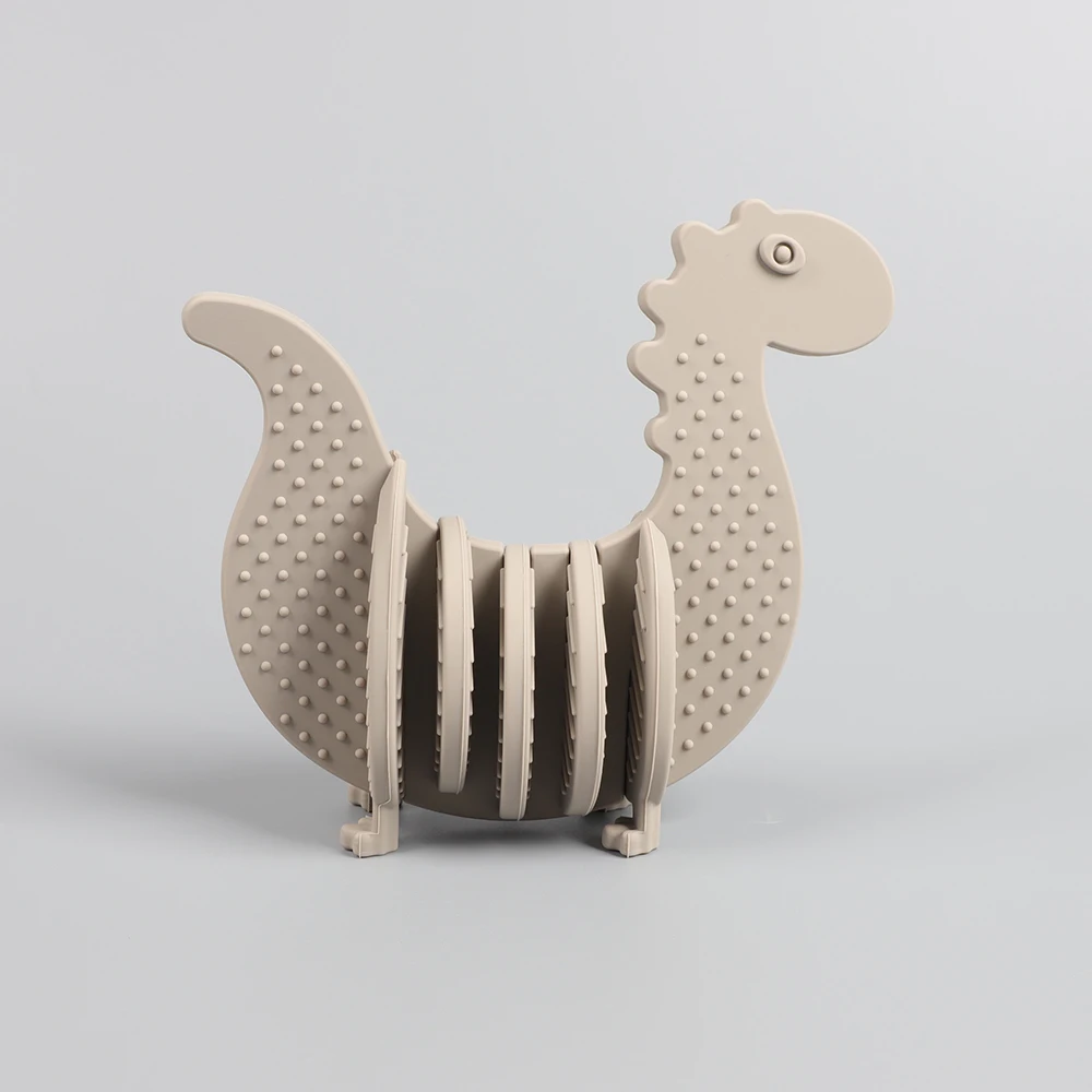 Eversoul OEM ODM BPA Free Dinosaur Shape Baby Teether Silicone Stacking Toys Kids Detachable Educational Jigsaw Toys