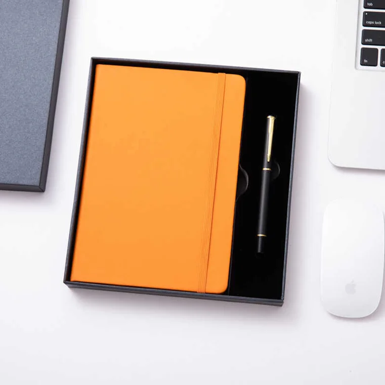 A5 Hard Cover Pu Leather Notebook Set with Pen with Custom Logo And box business gift set