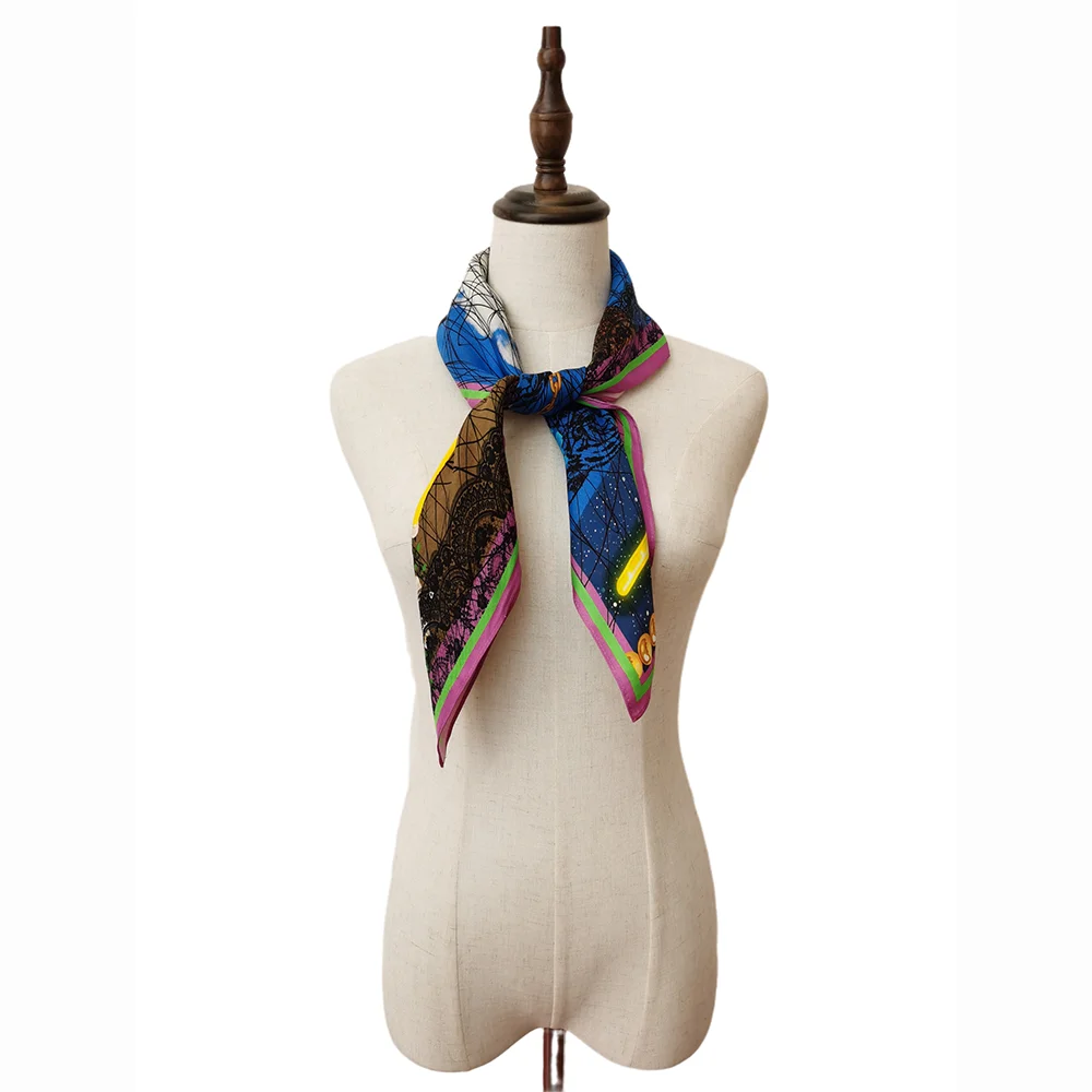 Design Your Own Silk Scarf Online Customized Square Silk Scarves Head Scarf For Hair Silk Hijab