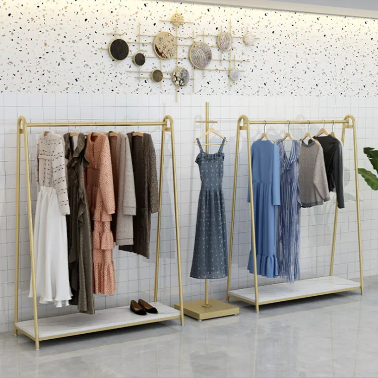 Factory Wholesale Metal Gold Clothes Display Stand Hanging Racks for Retail Garment Store Boutique