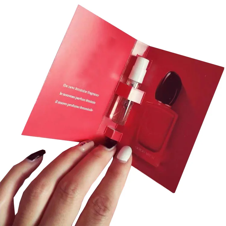 Custom Factory Wholesale High quality Double-sided Printing Perfume Cosmetics Sample Paper Card Holder with brand logo