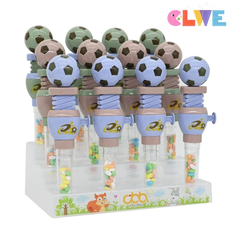 Telescopic Spring Manipulator soccer Toy candy novelty football sugar tube Parent kids interactive sport candy toy