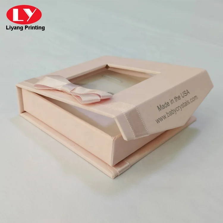 Transparent Clear PVC Bracelet Pink Jewelry Gift Box Window with Magnetic Lid