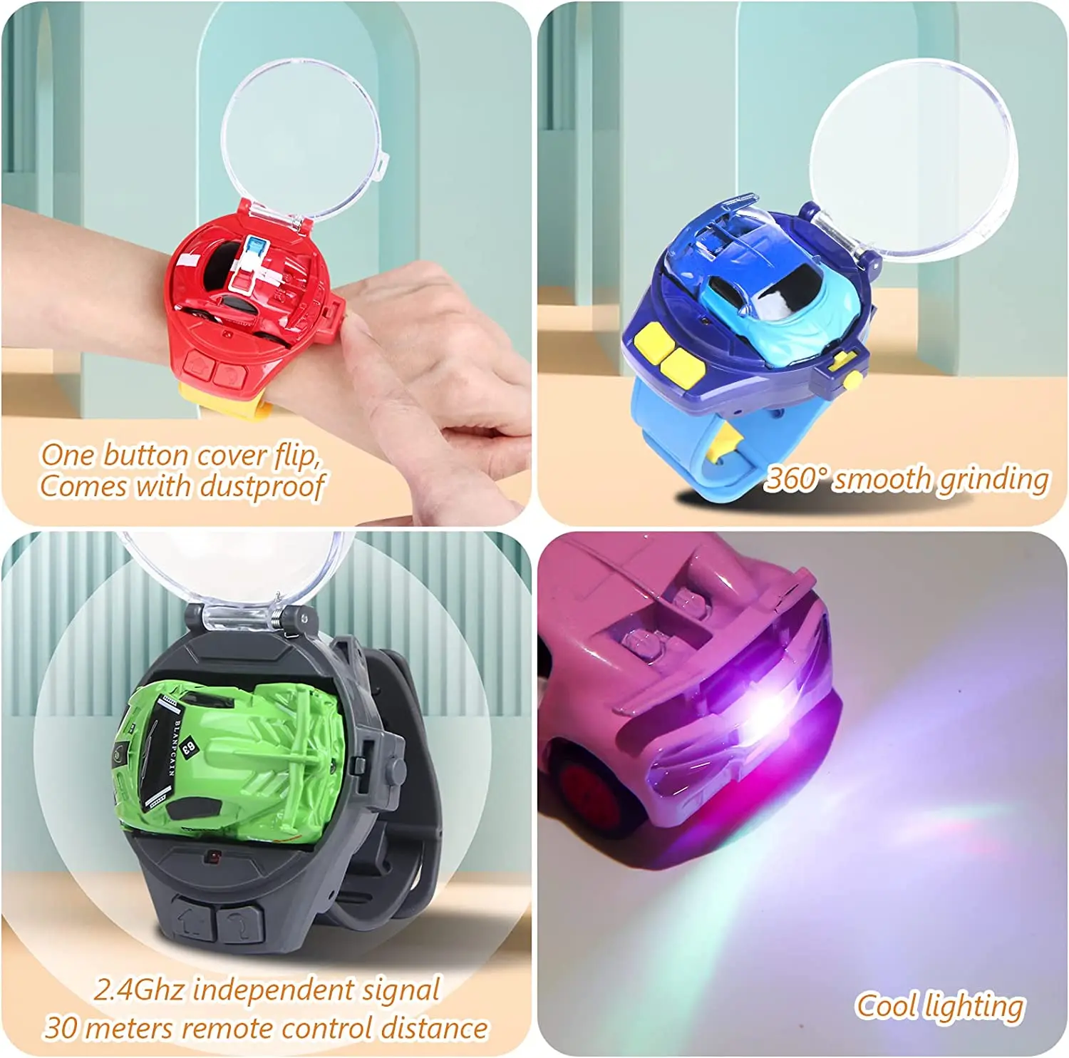 New Mini Remote Control Car Watch Toys for Kids,2.4 GHz Detachable Racing Cars Wrist Watch  Green Dinosaur