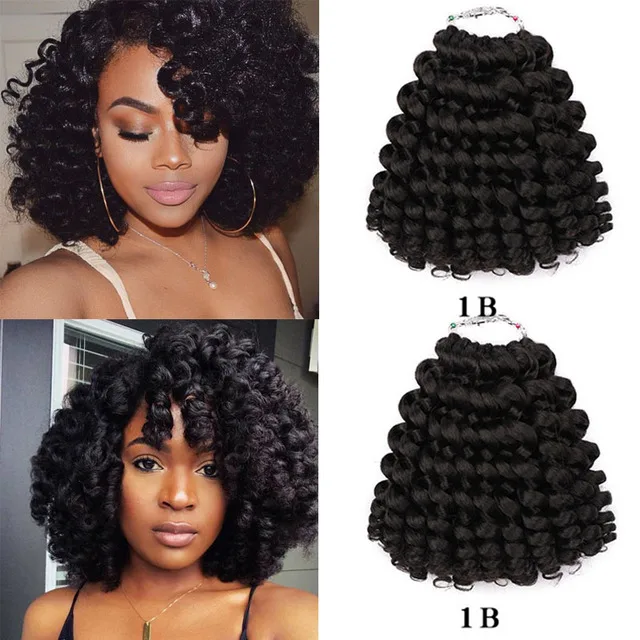 Vigorous Natural Looking Synthetic Bouncy Curl Crochet Braids Bundles Curly Hair Extension Loose Wave For Woman African