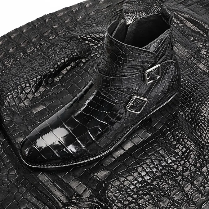 Customized logo men boots crocodile genuine leather boot for men