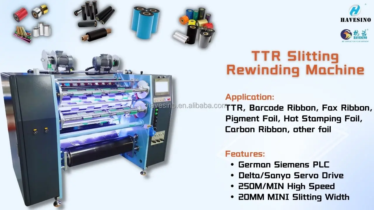Multi function barcode ribbon cutting converting machinery Wax Ribbon Slitter TTR Slitting Machine