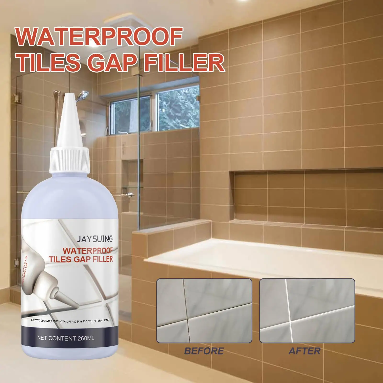 Jaysuing Waterproof Tile Reform/Tile Gap Filling Agent Tile Gap Refill Agent SEALANT Caulking Tool Sealant Silicone Tile Reform