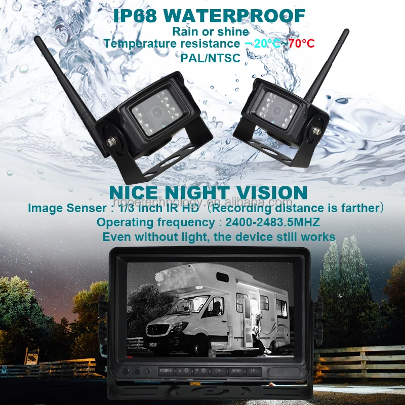 2.4G Digital Wireless Transmitter Receiver Monitor Waterproof Reverse Backup Wireless Camera Monitor