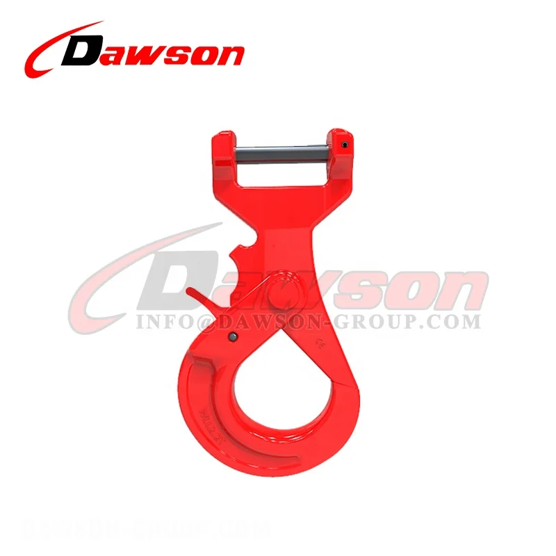 DAWSON China Manufacturer Qingdao Rigging Welded Super Alloy Steel G80 WLL 2.2T Long Body Clevis Self-locking Hook for Web Sling