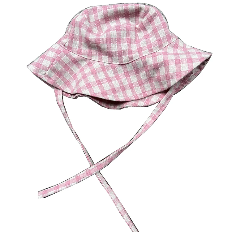 Летняя Солнцезащитная шляпа на заказ, летняя шляпа с козырьком от солнца для новорожденных, двусторонняя льняная шляпа от солнца для маленьких девочек, шляпа для малышей