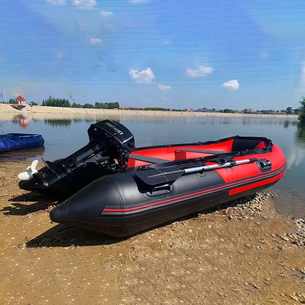 Aluminum Floor Inflatable  PVC Hypalon Rescue Rowing Boat Fishing Pontoon with Bimini Top and Ladder