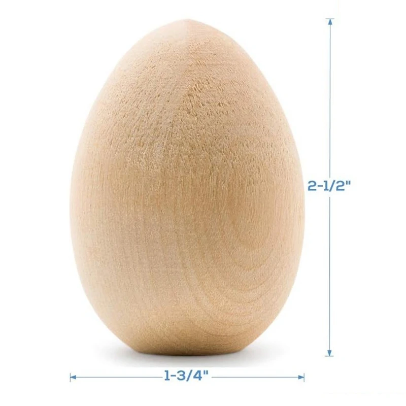 2.5 inch  Unpainted Smooth Stand Wooden Easter Eggs Wooden Fake Chicken Eggs to Paint Quality Small Wooden Eggs for Crafts