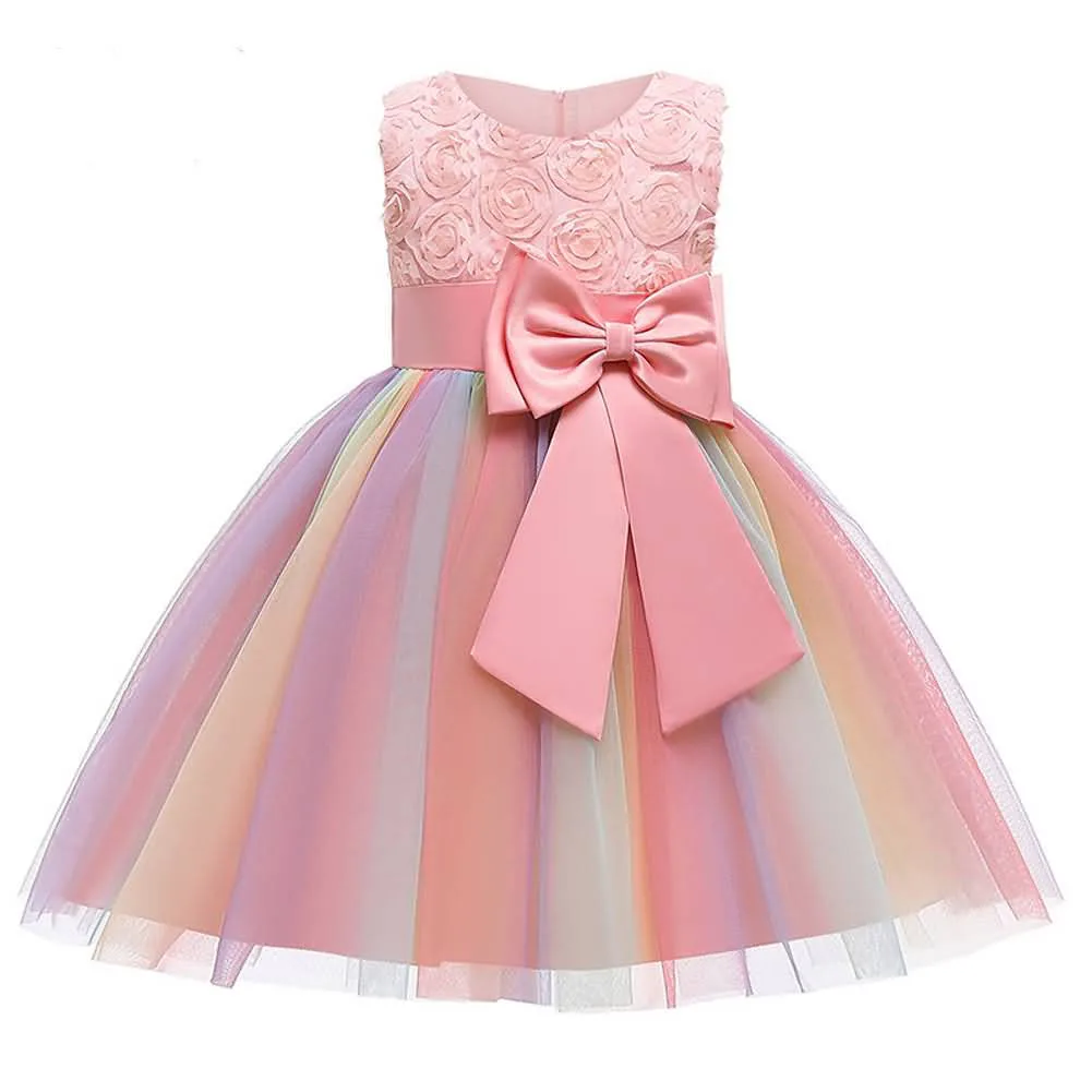 Wholesale Custom Flower Girl Dresses Wedding Kids Lace Birthday Dress Girls Kids Princess Tutu Dress For Kids