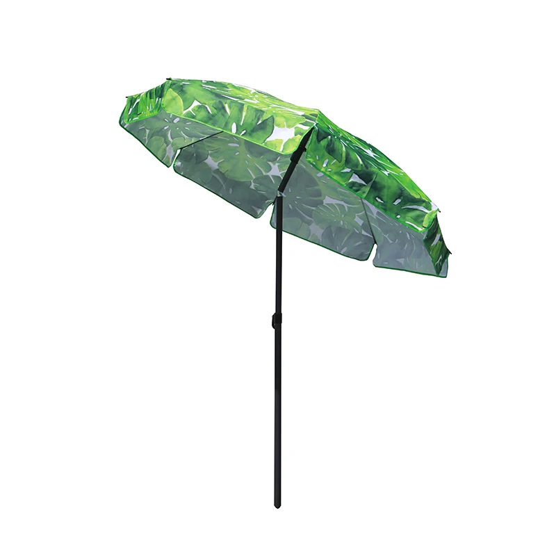 Wholesale custom outdoor leaf printed tilt beach parasol umbrellas