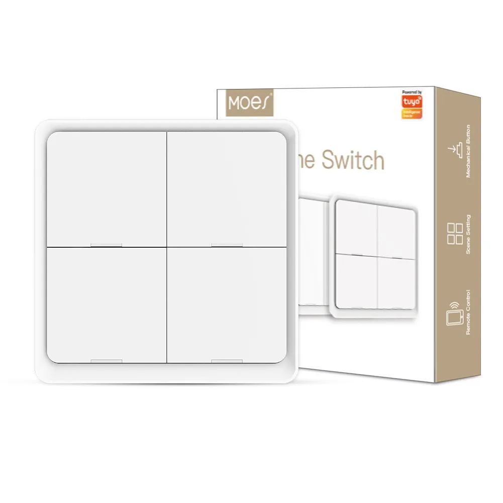 Zigbee 4CH Smart Scene Switch Tuya  APP Remote Control Wireless Light Switch 4 Gang Switch  Scenario Panel