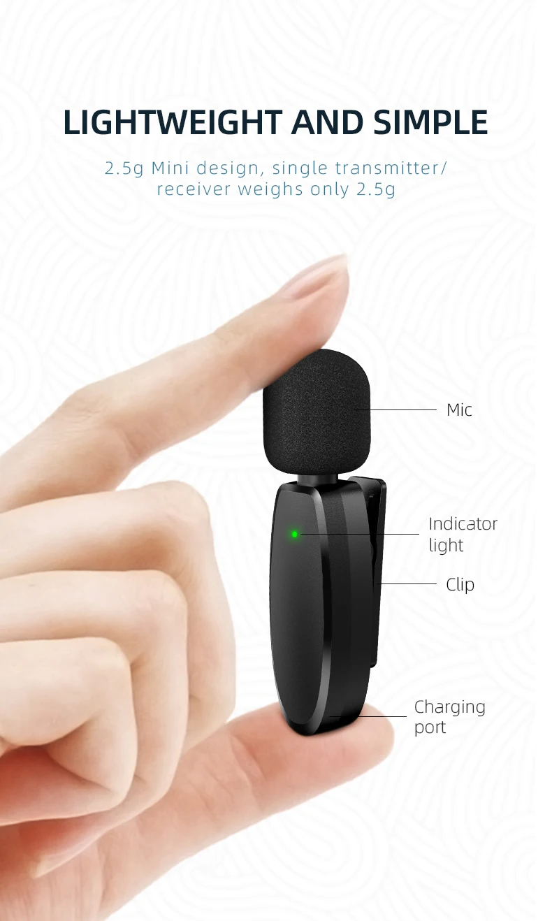 Noise cancellation wireless microphone for camera live streaming usb c professional studio lavalier kalaoke youtuber microphone