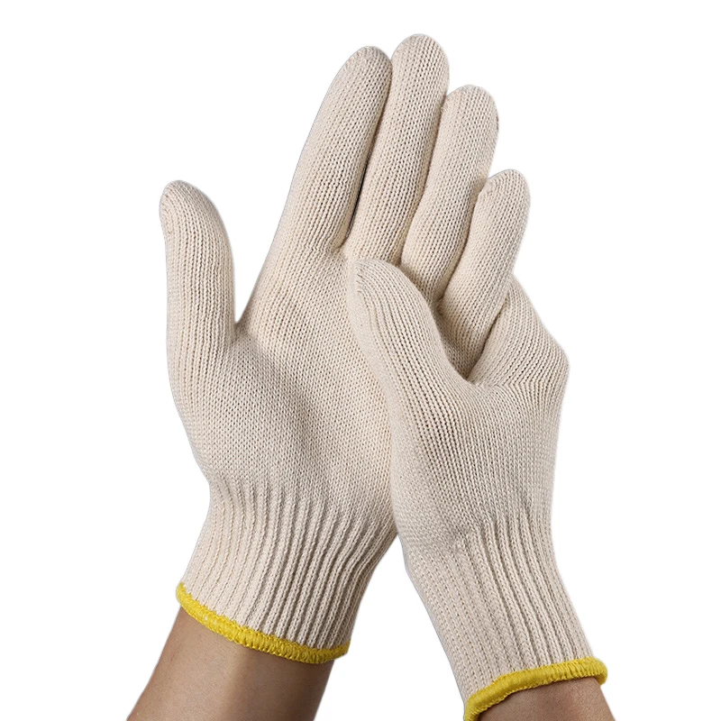 Gardening Durable Safety Work Pure White Knitted Cotton 100% Gloves For Labor Protection